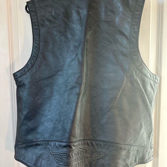 Vintage Made in USA Harley-Davidson Black Leather Silver Chain Vest,  Large - Picture 10 of 13